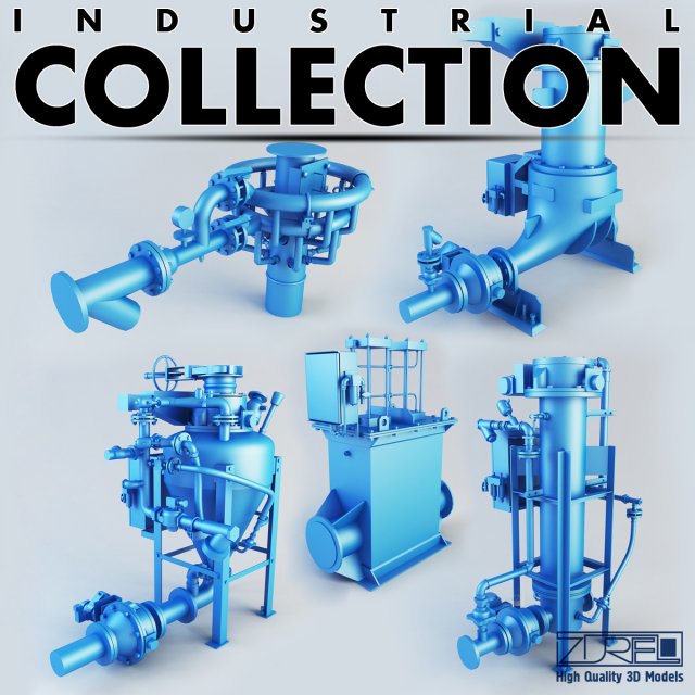 industrial pumps collection full Model 3D .c4d .max .obj .3ds .fbx .stl .blend