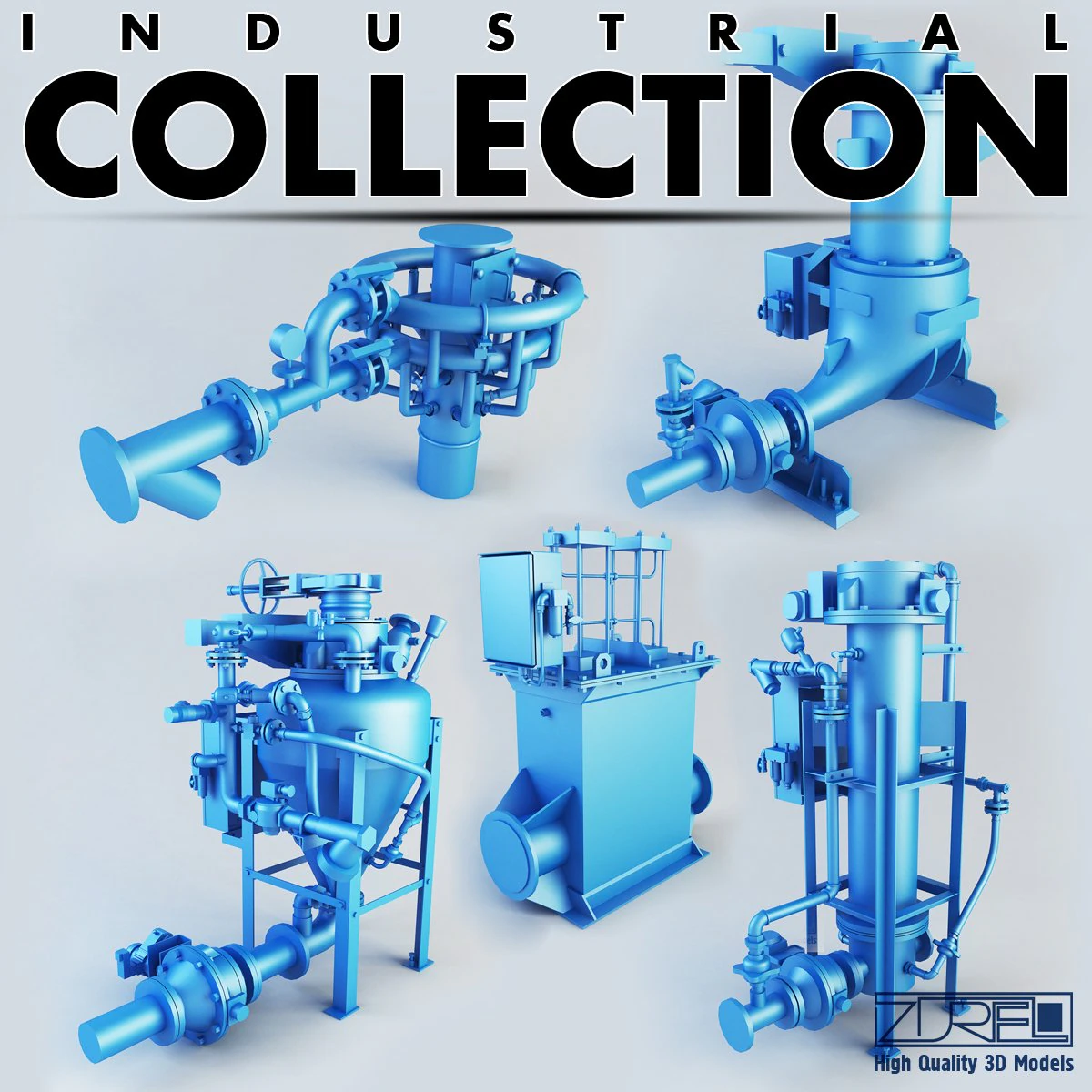industrial pumps collection full 3D Model .c4d .max .obj .3ds .fbx .stl .blend