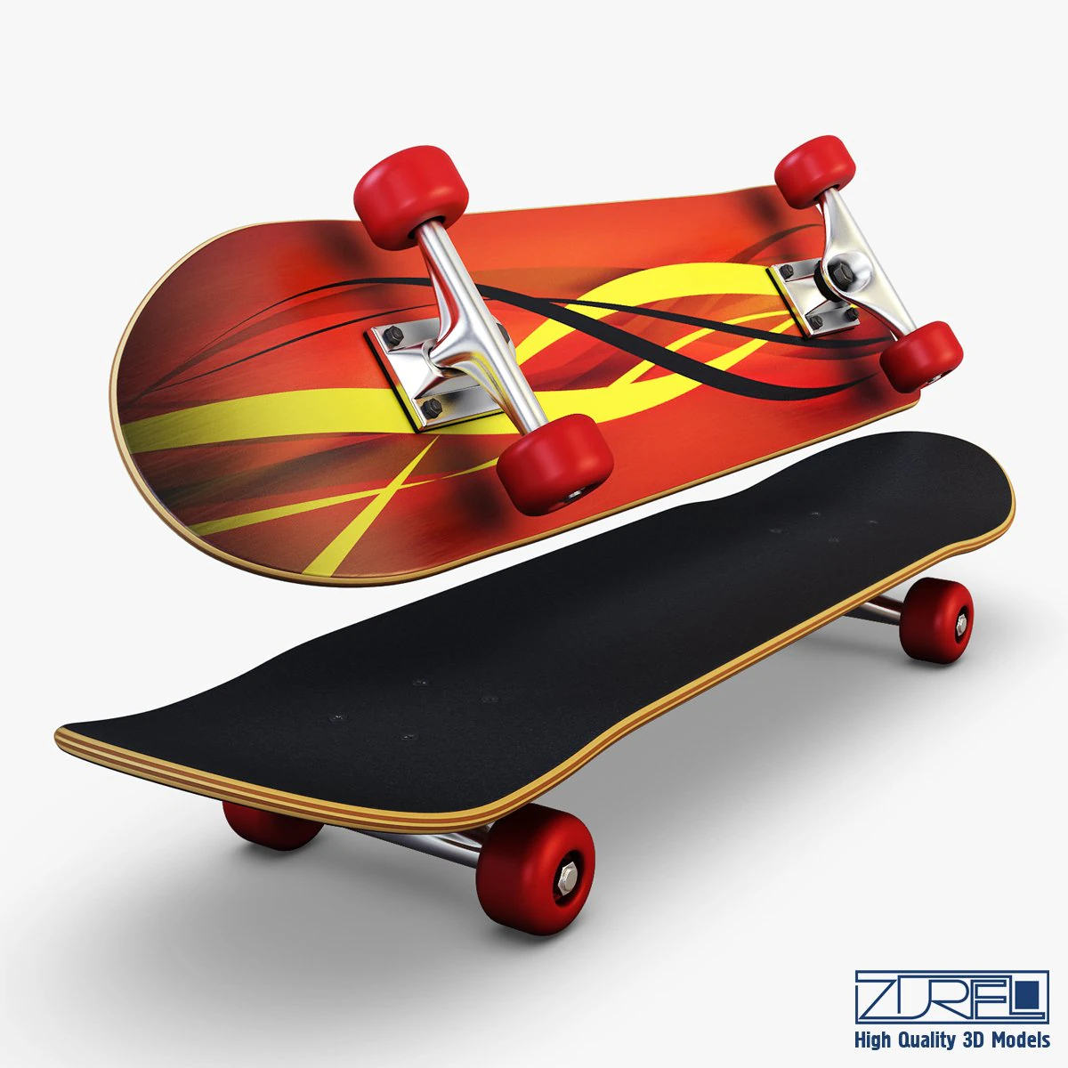 skateboard v 1 3D Model .c4d .max .obj .3ds .fbx .stl .blend 