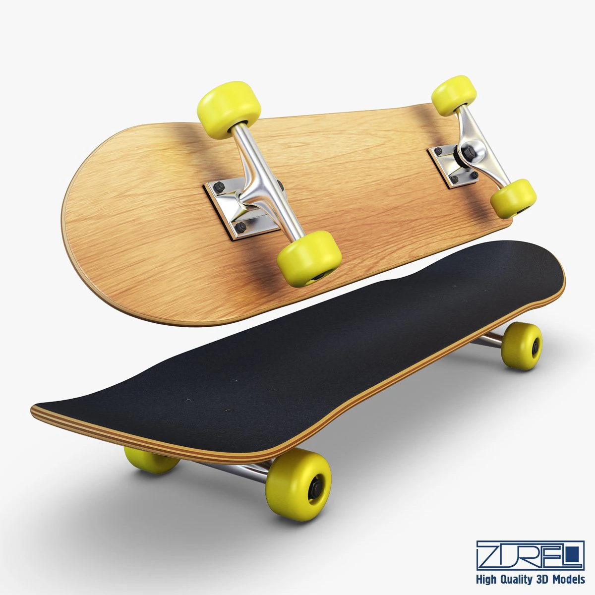 skateboard v 2 3D Model .c4d .max .obj .3ds .fbx .stl .blend 