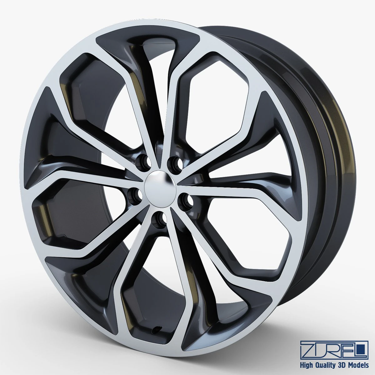 taurus sho 20 machined wheel black v 1 3D Model .c4d .max .obj .3ds .fbx .stl .blend 