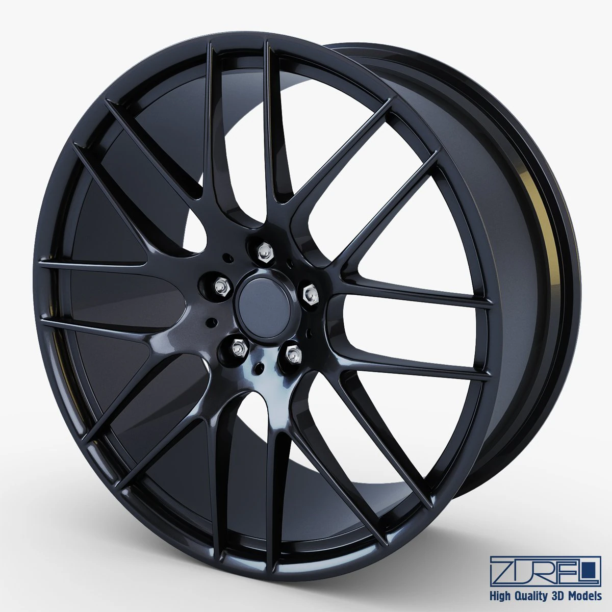 style 359m wheel black mid poly 3D Model .c4d .max .obj .3ds .fbx .stl .blend 