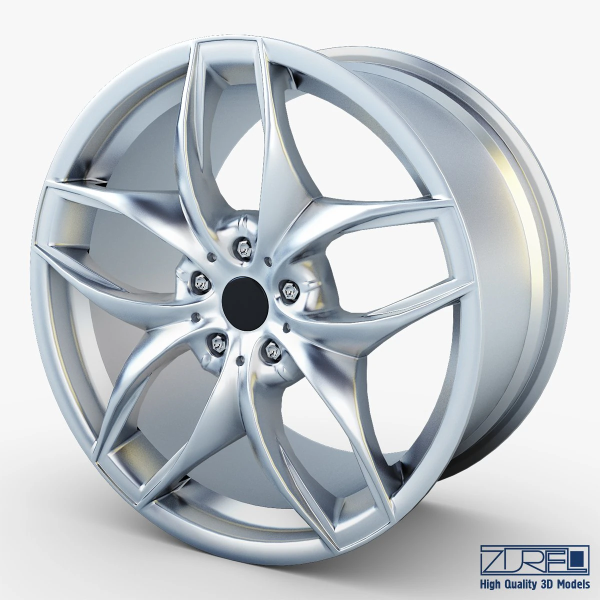 style 215 wheel silver mid poly 3D Model .c4d .max .obj .3ds .fbx .stl .blend 