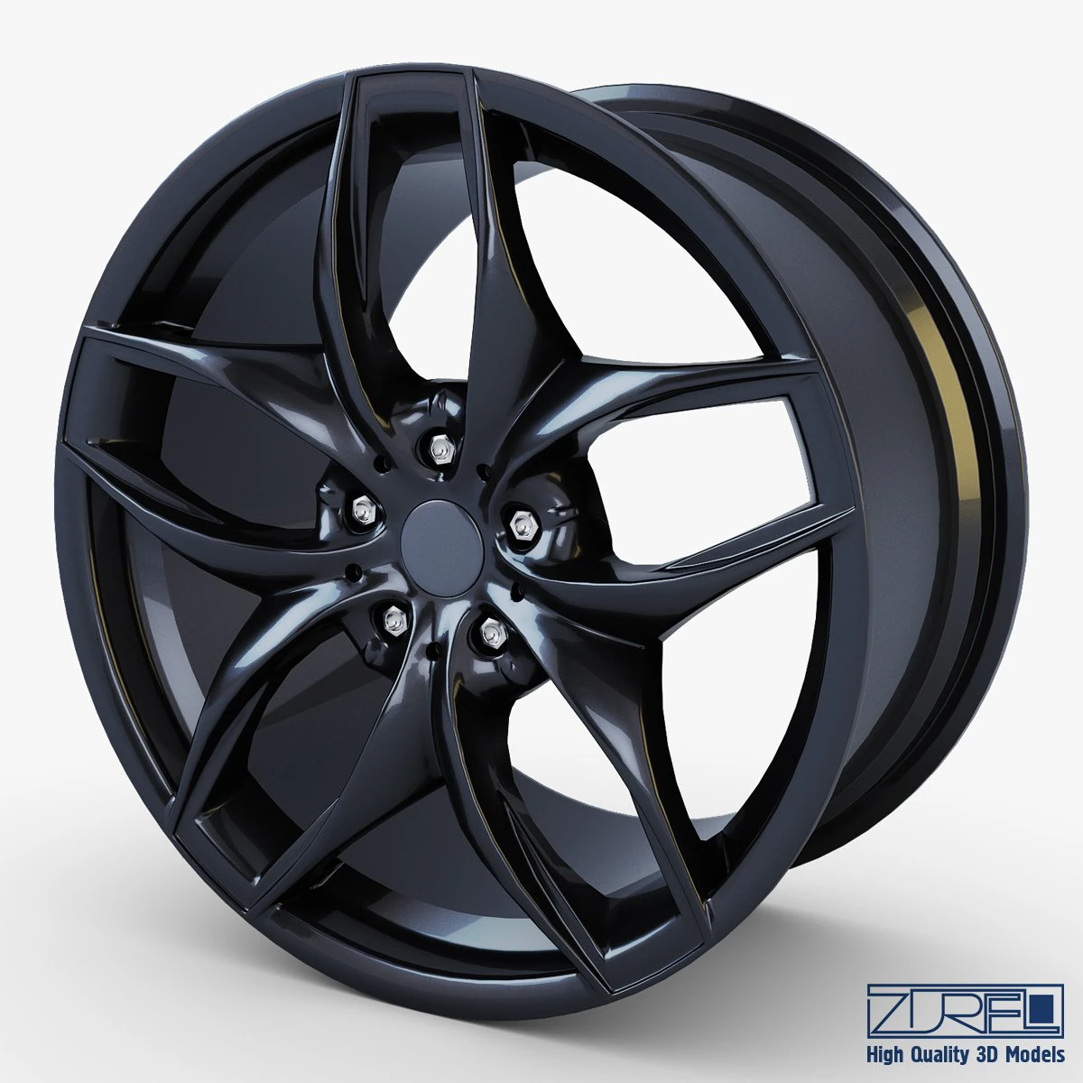 style 215 wheel black mid poly 3D Model .c4d .max .obj .3ds .fbx .stl .blend