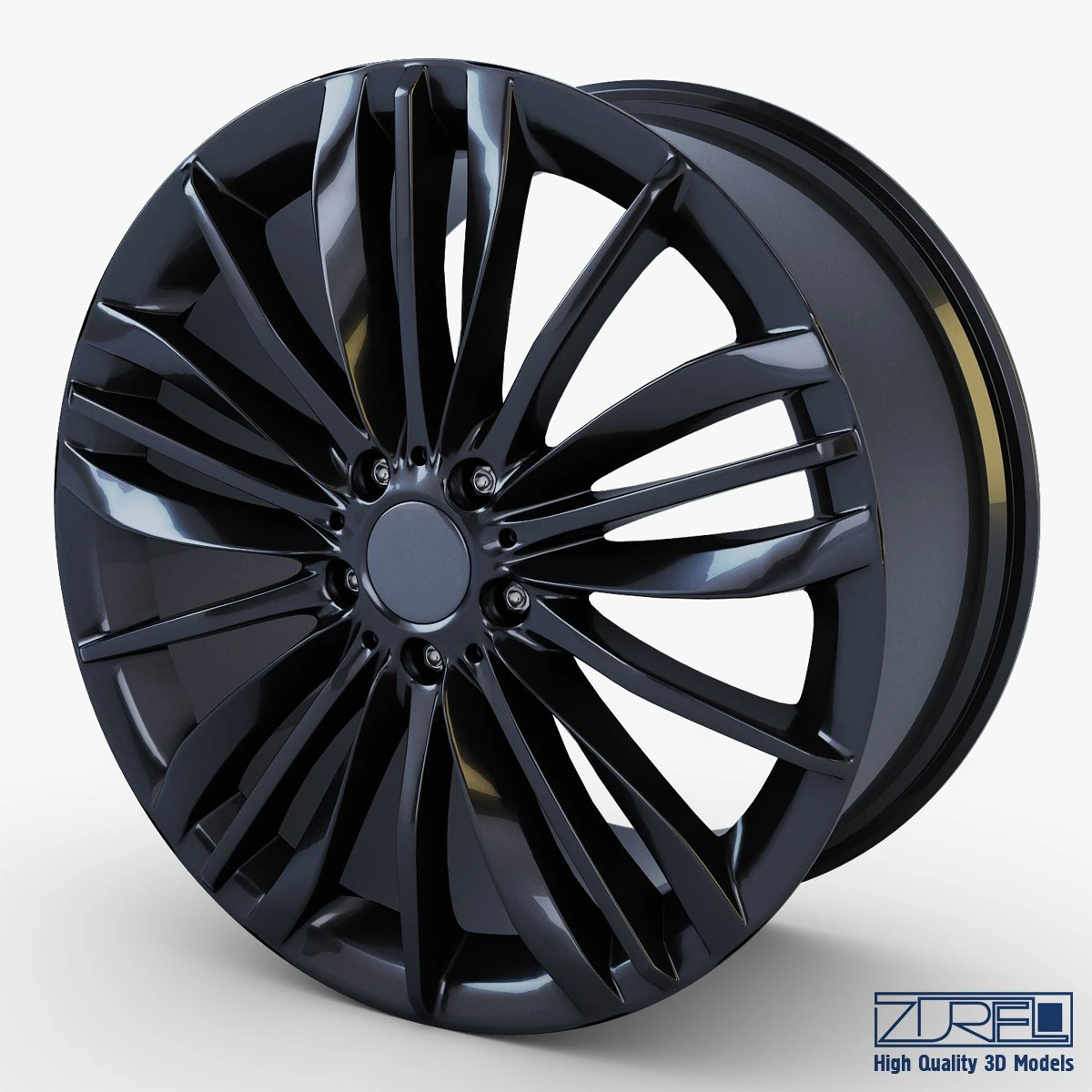 style 332 wheel black mid poly 3D Model .c4d .max .obj .3ds .fbx .stl .blend 