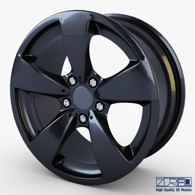 style 138 wheel black mid poly Model 3D .c4d .max .obj .3ds .fbx .stl .blend 