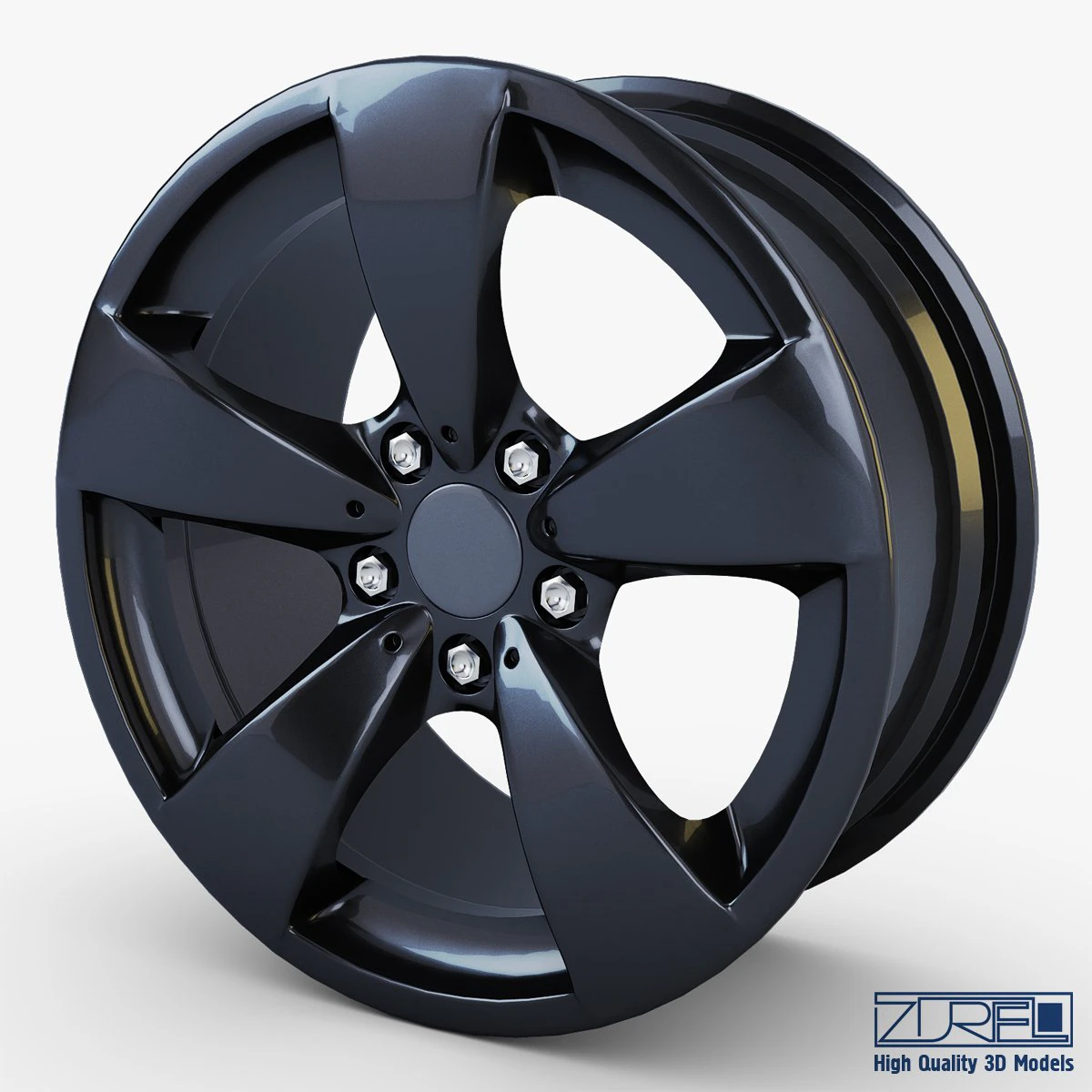 style 138 wheel black mid poly 3D Model .c4d .max .obj .3ds .fbx .stl .blend 