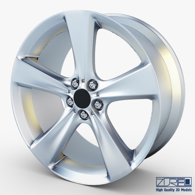 style 128 wheel silver mid poly Modelo 3D .c4d .max .obj .3ds .fbx .stl .blend 