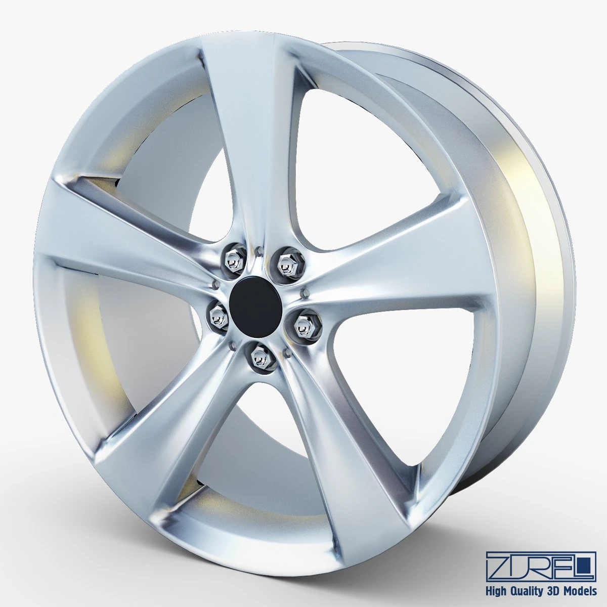 style 128 wheel silver mid poly 3D Model .c4d .max .obj .3ds .fbx .stl .blend 