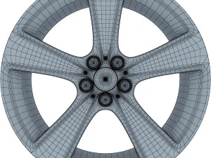 style 128 wheel silver mid poly 3D Model