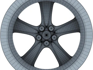 style 128 wheel silver mid poly 3D Model