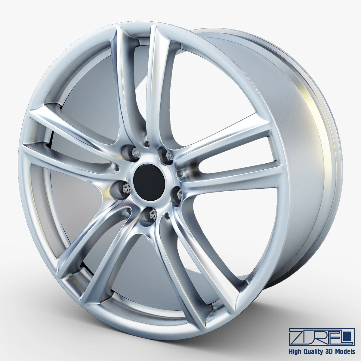 style 303 wheel silver mid poly 3D Model .c4d .max .obj .3ds .fbx .stl .blend 