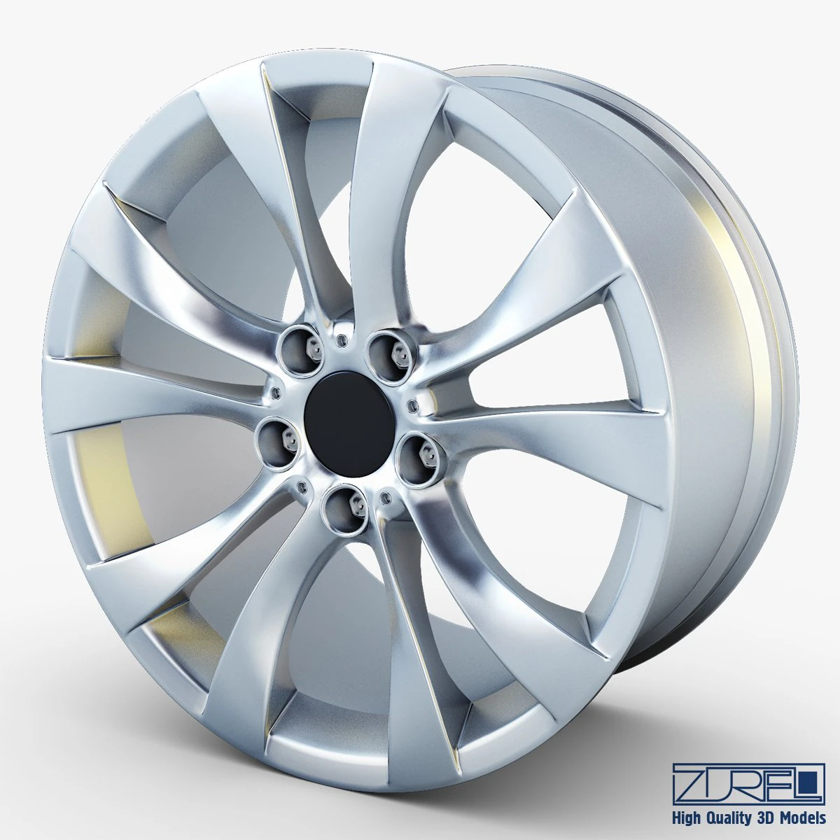 style 227 wheel silver mid poly 3D Model .c4d .max .obj .3ds .fbx .stl .blend