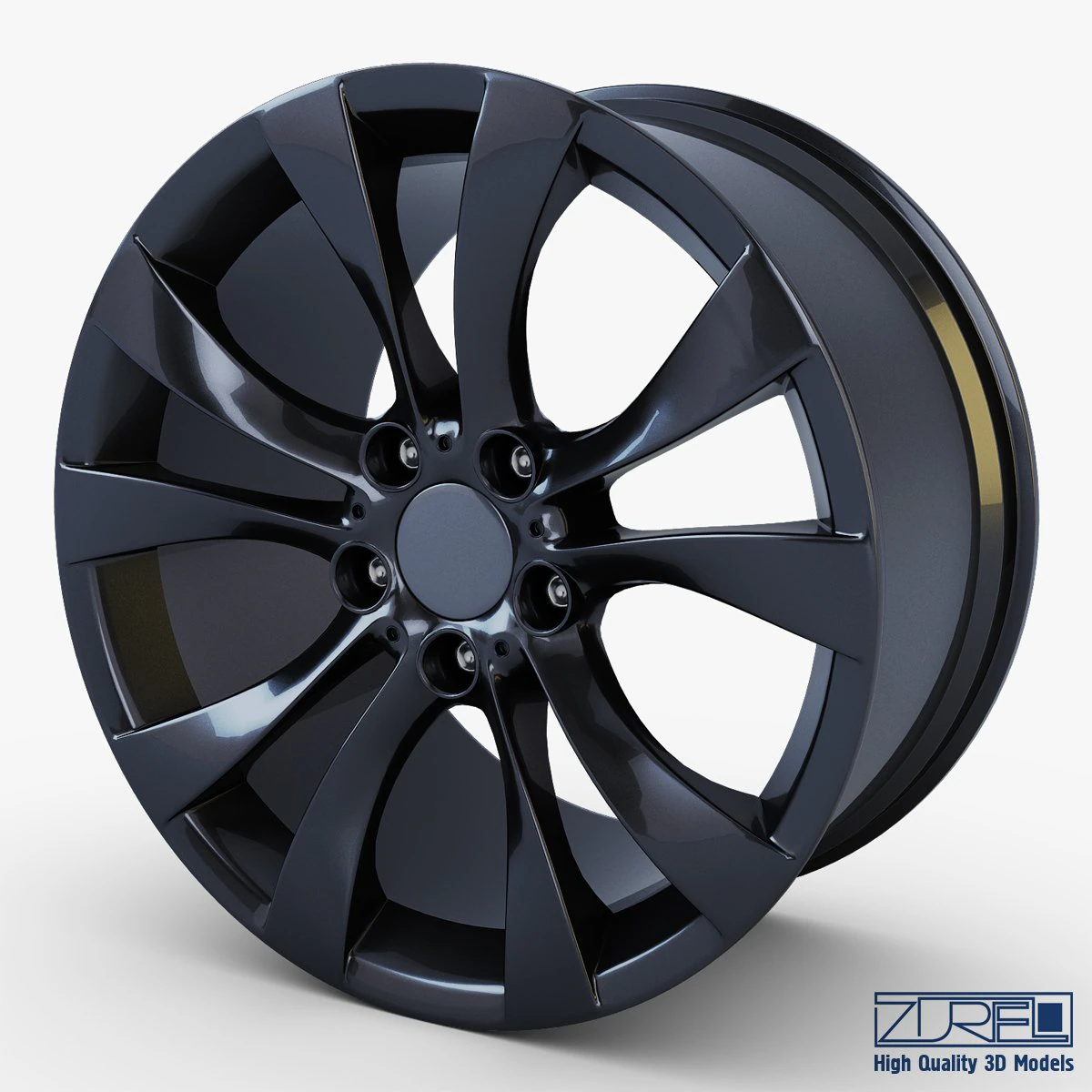 style 227 wheel black mid poly 3D Model .c4d .max .obj .3ds .fbx .stl .blend
