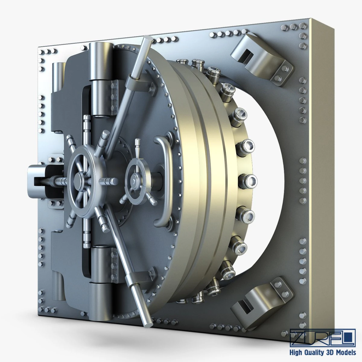 bank vault door v 1 3D Model .c4d .max .obj .3ds .fbx .stl .blend