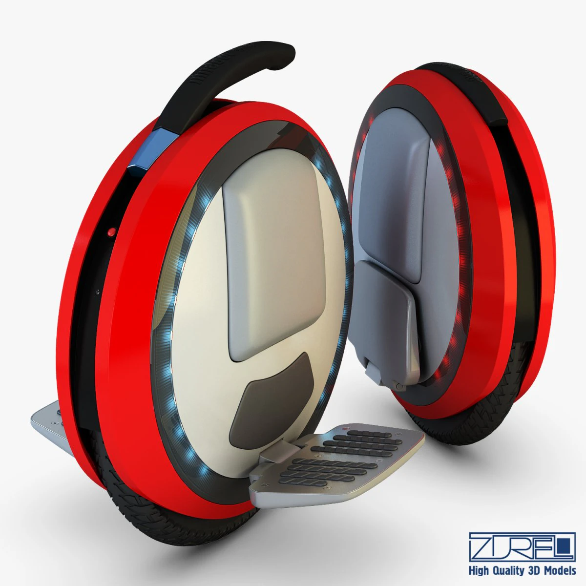 ninebot one red 3D Model .c4d .max .obj .3ds .fbx .stl .blend 