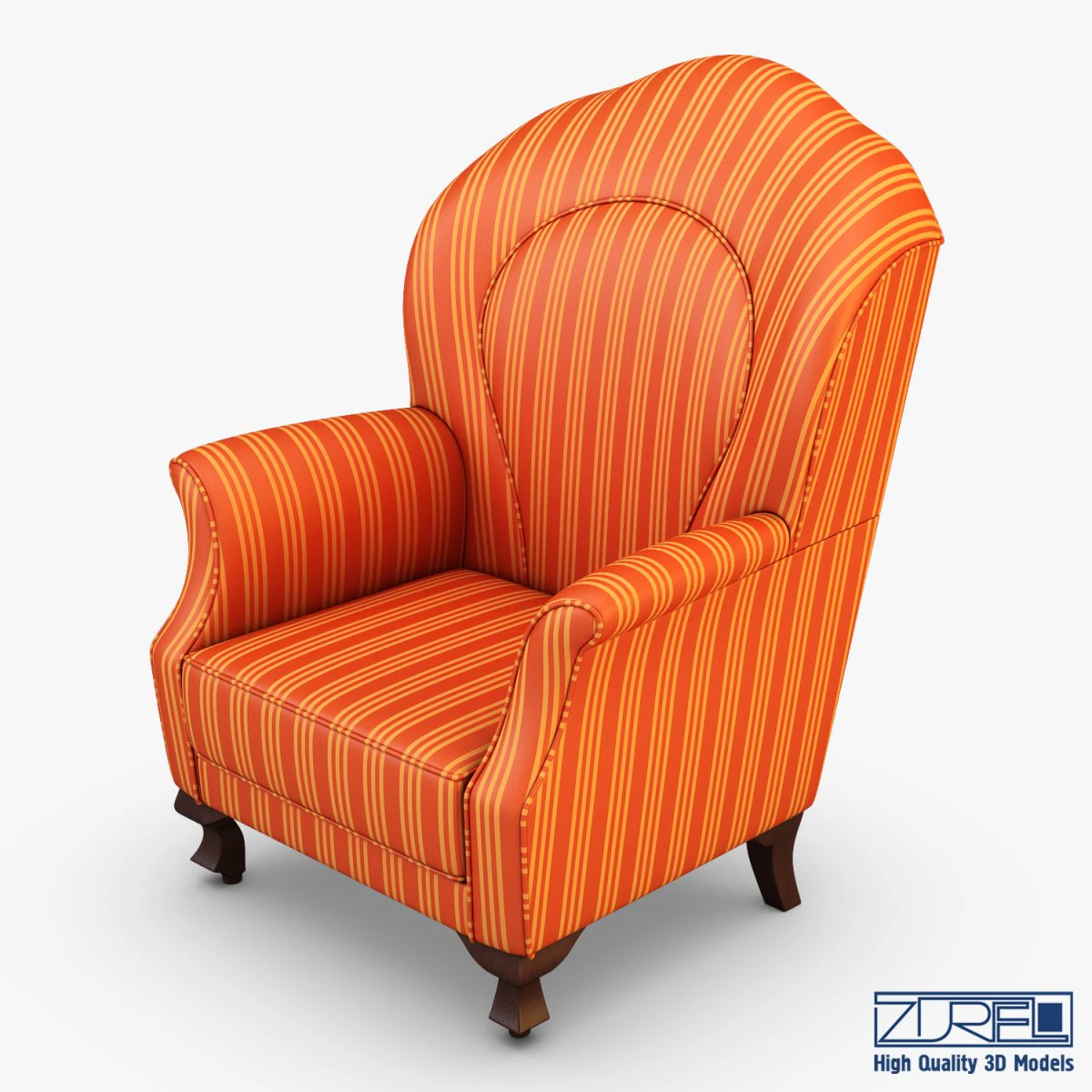 imperatrice armchair orange 3D Model .c4d .max .obj .3ds .fbx .stl .blend