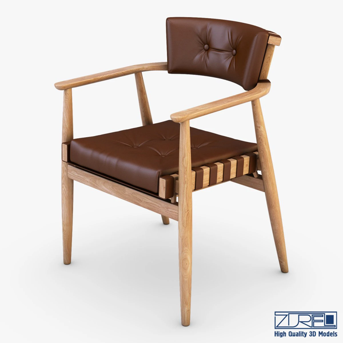 leather chair brown 3D Model .c4d .max .obj .3ds .fbx .stl .blend
