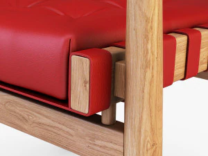 가죽 의자 레드 3D 모델