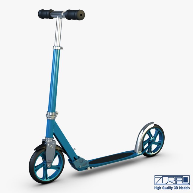kick scooter blue Model 3D .c4d .max .obj .3ds .fbx .stl .blend 