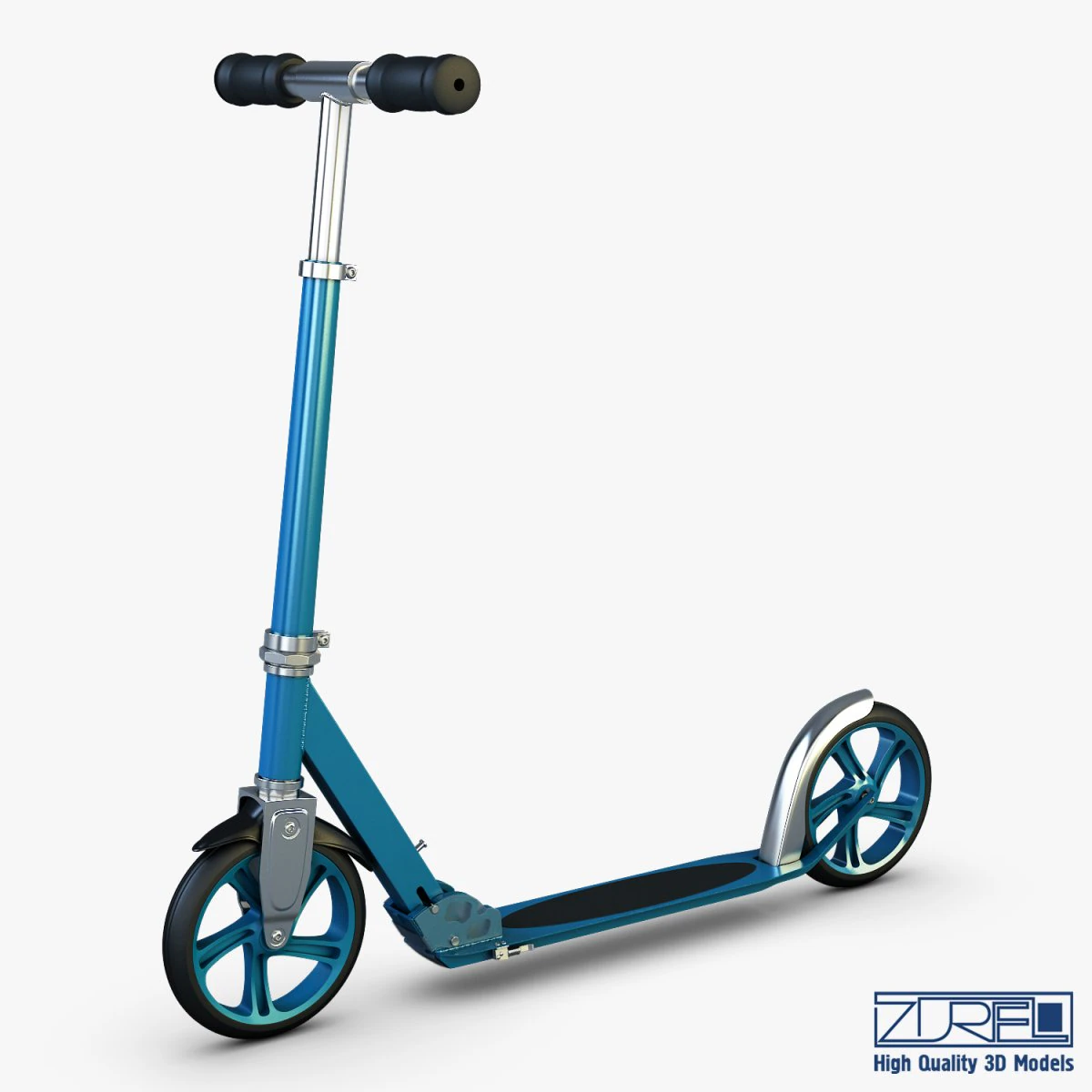 kick scooter blue 3D Model .c4d .max .obj .3ds .fbx .stl .blend 