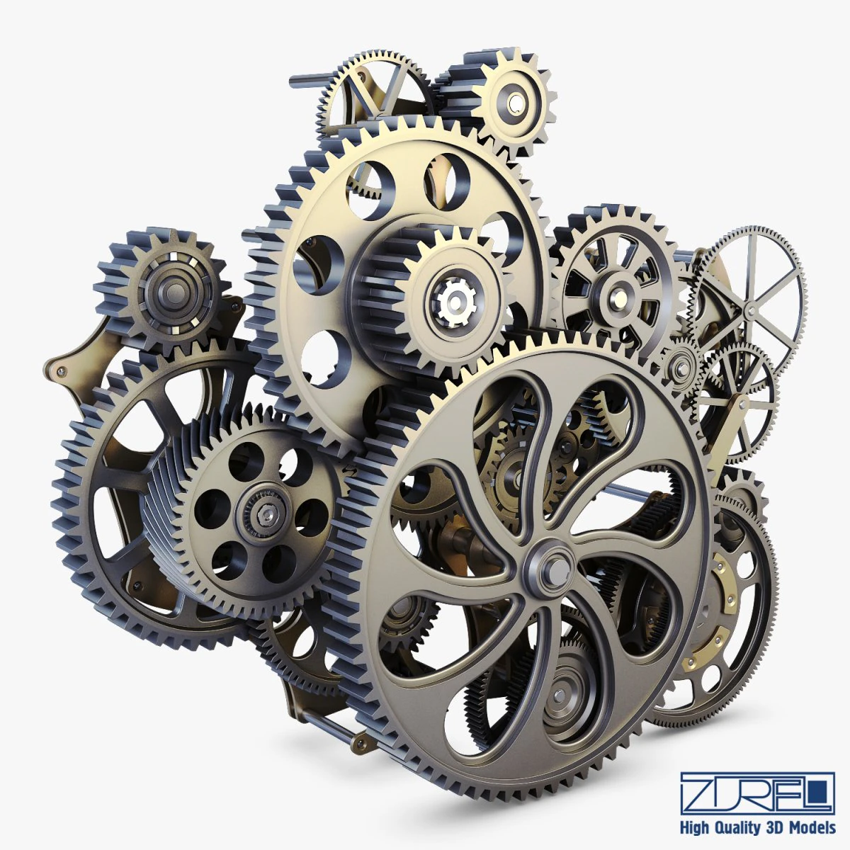 gear mechanism v 1 3D Model .c4d .max .obj .3ds .fbx .stl .blend