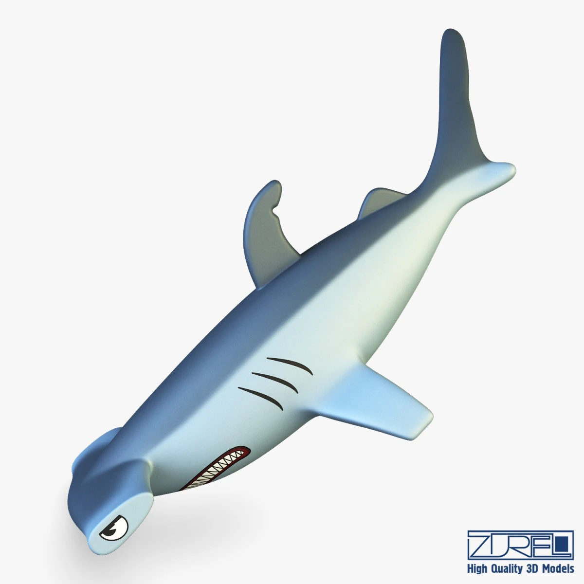 hammerhead shark v 1 3D Model .c4d .max .obj .3ds .fbx .stl .blend 