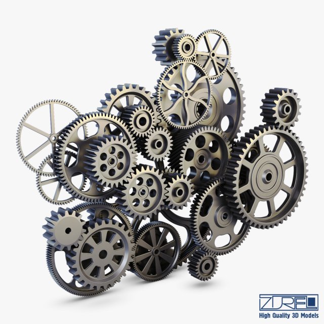 gear mechanism v 2 3D 模型 .c4d .max .obj .3ds .fbx .stl .blend 