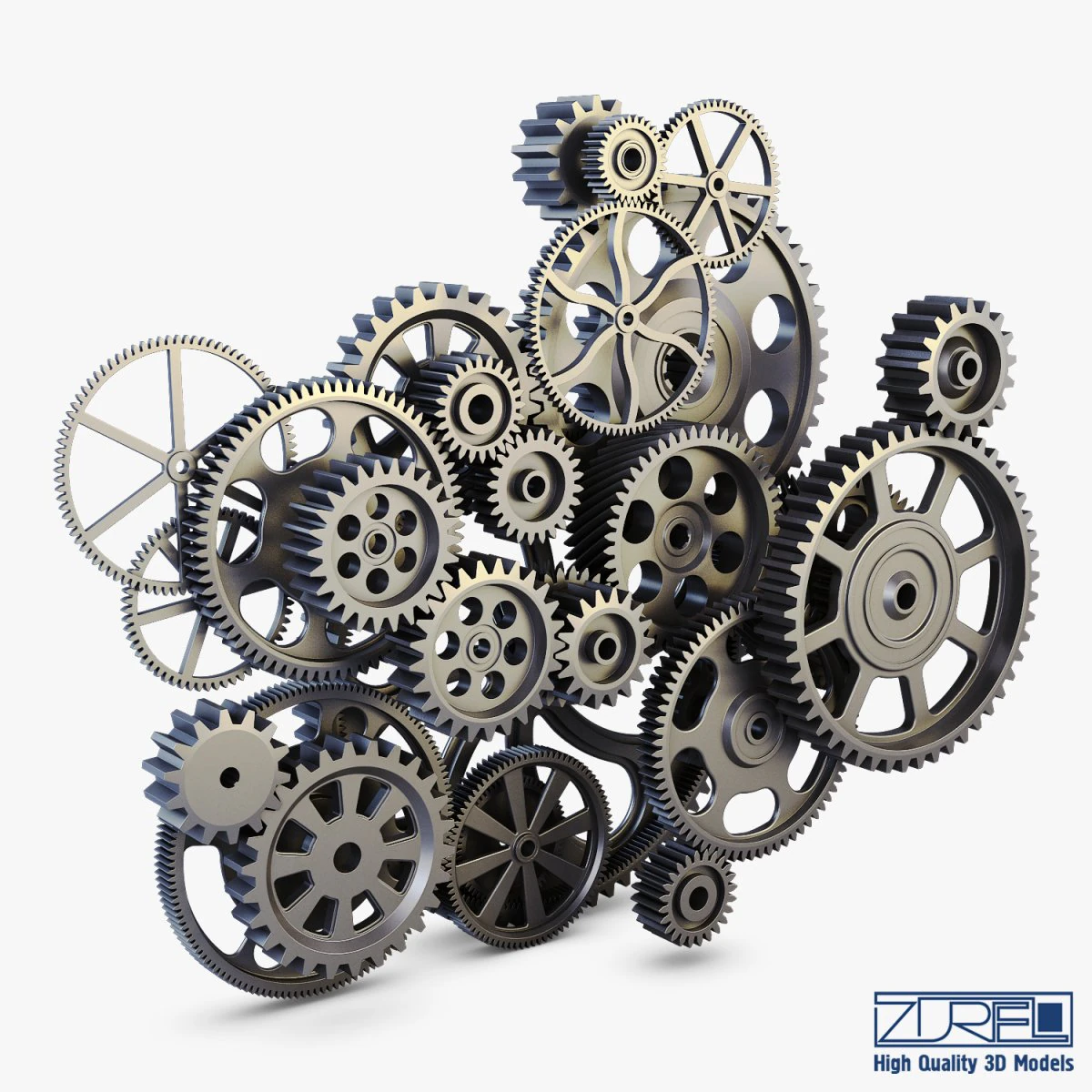 gear mechanism v 2 3D Model .c4d .max .obj .3ds .fbx .stl .blend 