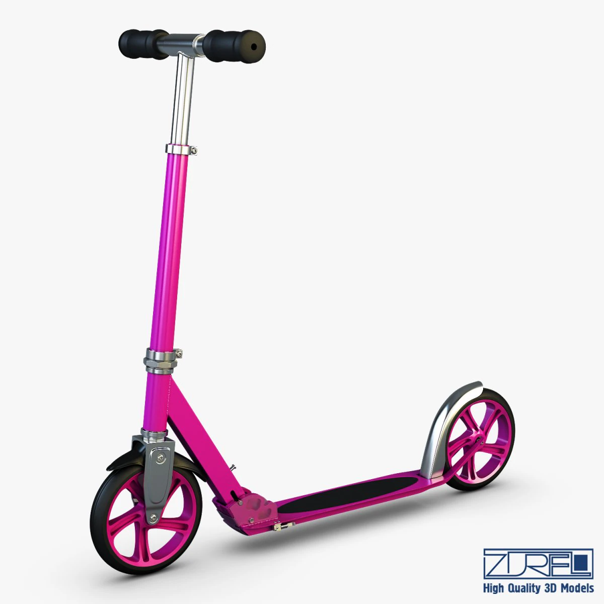 kick scooter pink 3D Model .c4d .max .obj .3ds .fbx .stl .blend 