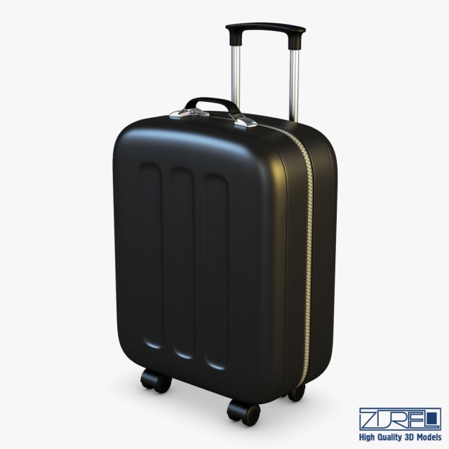 suitcase black v 1 3D Model .c4d .max .obj .3ds .fbx .stl .blend 