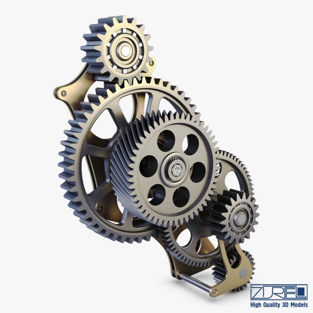 gear mechanism v 3 3D Model .c4d .max .obj .3ds .fbx .stl .blend 