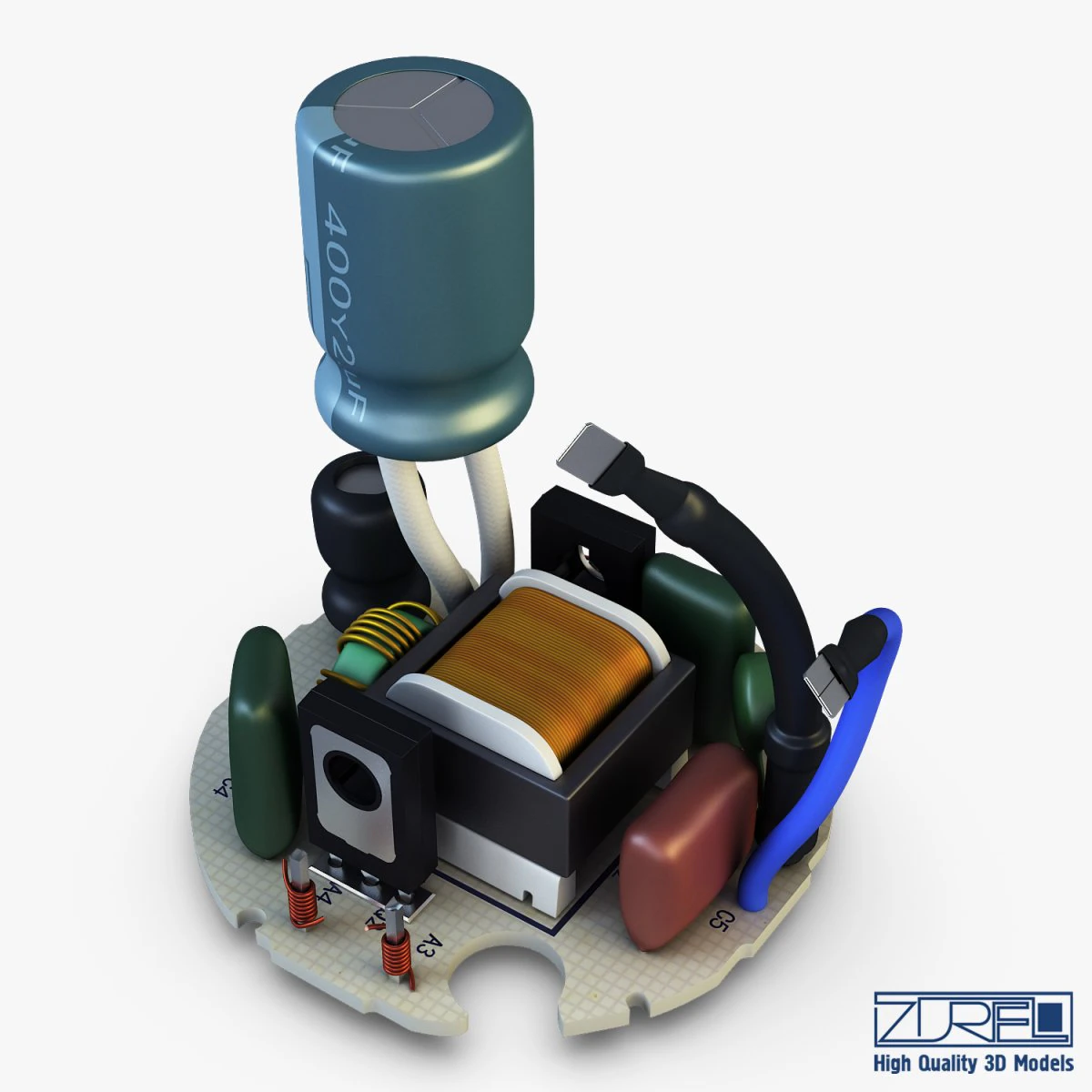 circuit board v 1 3D Model .c4d .max .obj .3ds .fbx .stl .blend 