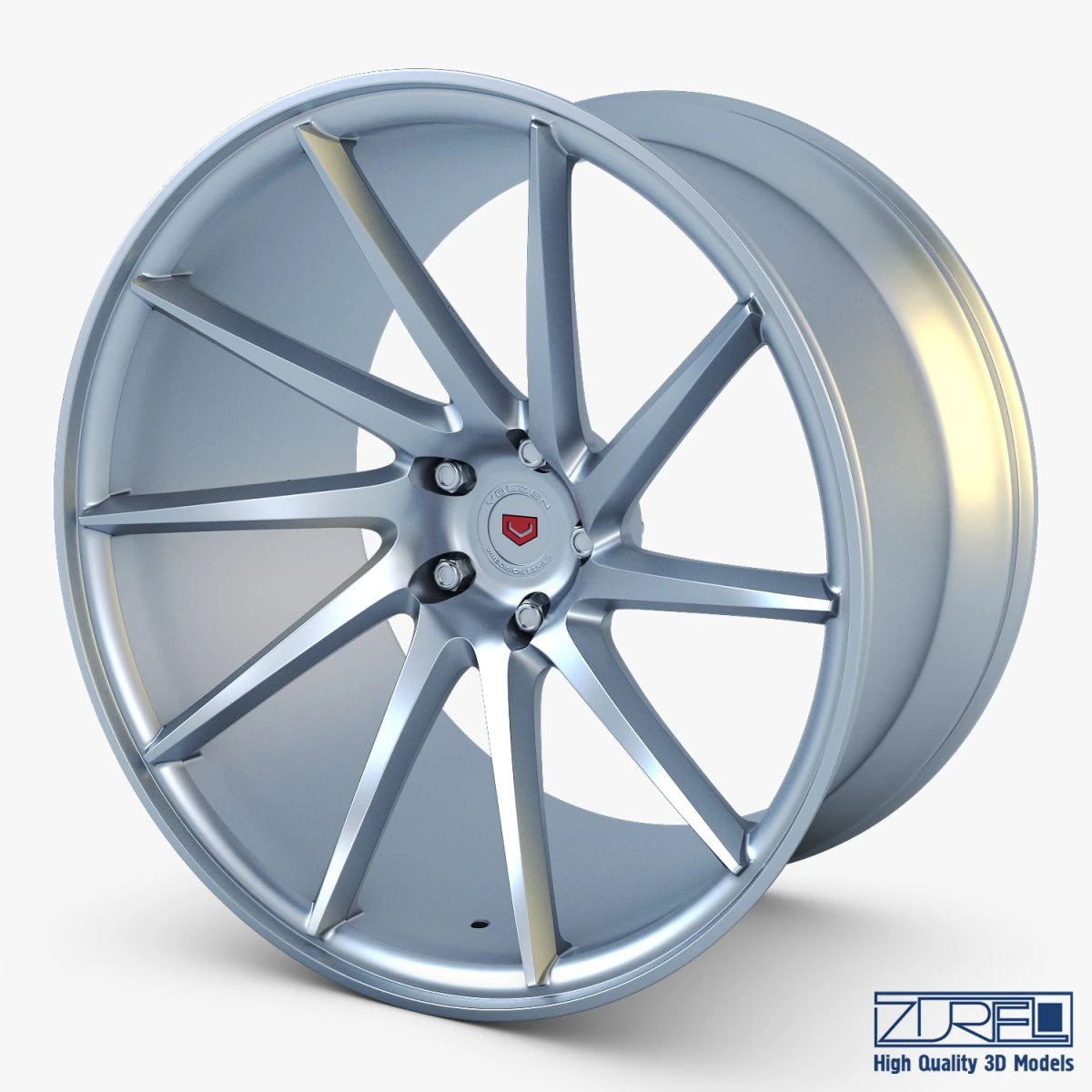 vossen vps-310t 19 wheel silver 3D Model .c4d .max .obj .3ds .fbx .stl .blend 