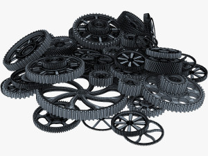 pile of scattered gears v 1 3D Model