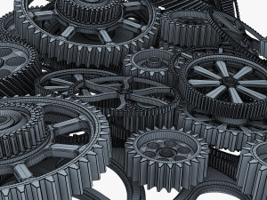 pile of scattered gears v 1 3D Model