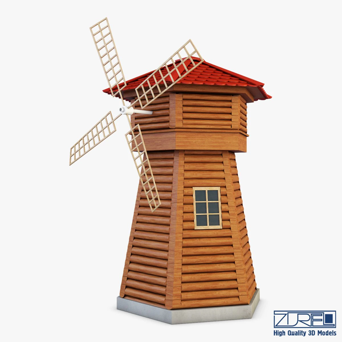 windmill v 1 3D Model .c4d .max .obj .3ds .fbx .stl .blend 