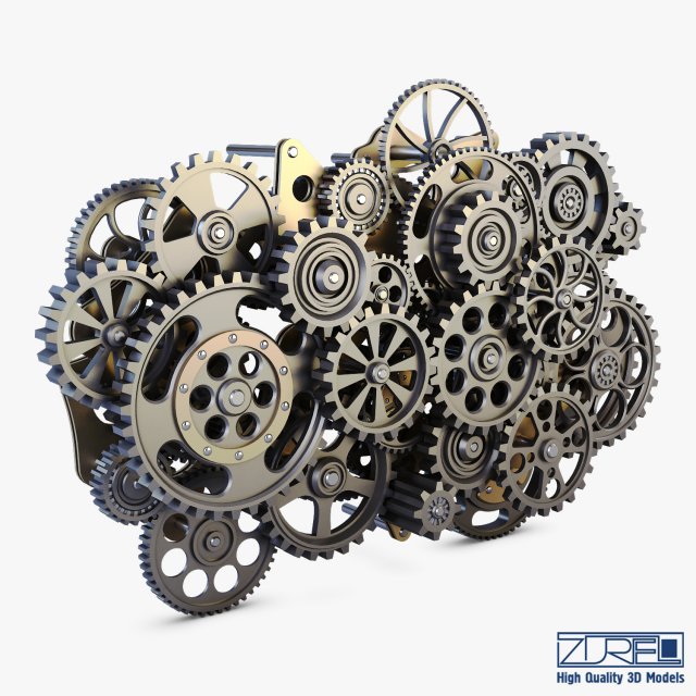 gear mechanism low poly v 1 Model 3D .c4d .max .obj .3ds .fbx .stl .blend 