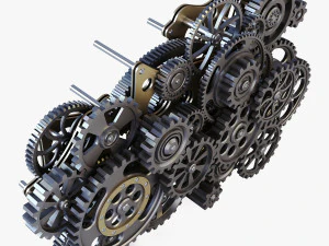 gear mechanism low poly v 1 3D Model