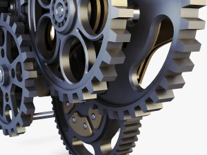 gear mechanism low poly v 1 3D Model