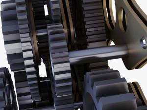 gear mechanism low poly v 1 Model 3D