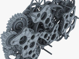 gear mechanism low poly v 1 3D Model