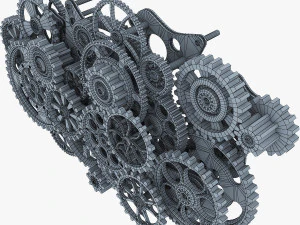 gear mechanism low poly v 1 3D Model