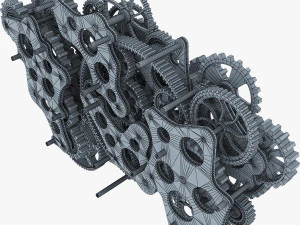 gear mechanism low poly v 1 3D Model