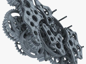 gear mechanism low poly v 1 3D Model
