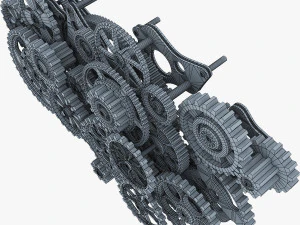 gear mechanism low poly v 1 3D Model