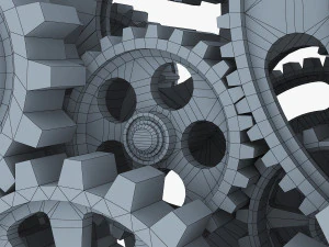 gear mechanism low poly v 1 3D Model