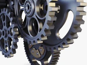 gear mechanism low poly v 2 3D Model