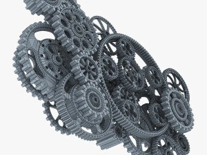 gear mechanism low poly v 2 3D Model