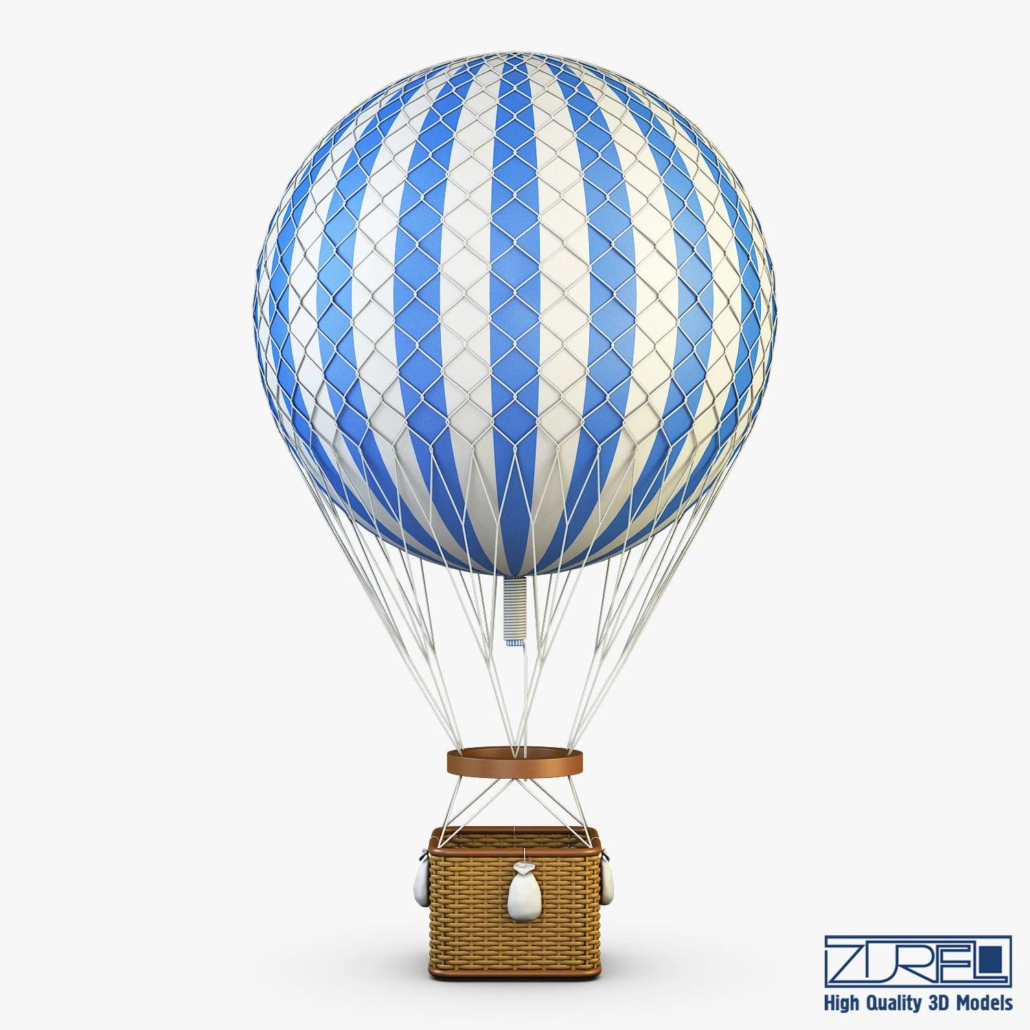 hot air balloon v 2 3D Model .c4d .max .obj .3ds .fbx .stl .blend